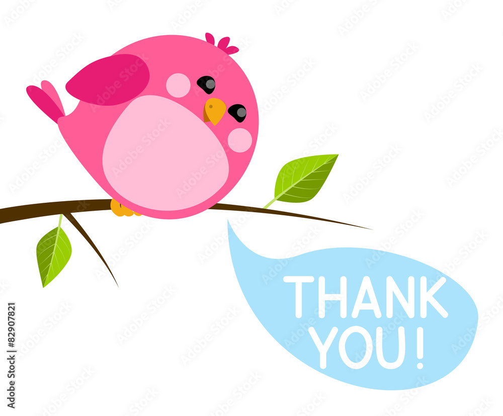 Cute bird with thanks message Cute bird with thanks message