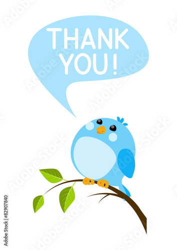 Cute bird with thanks message