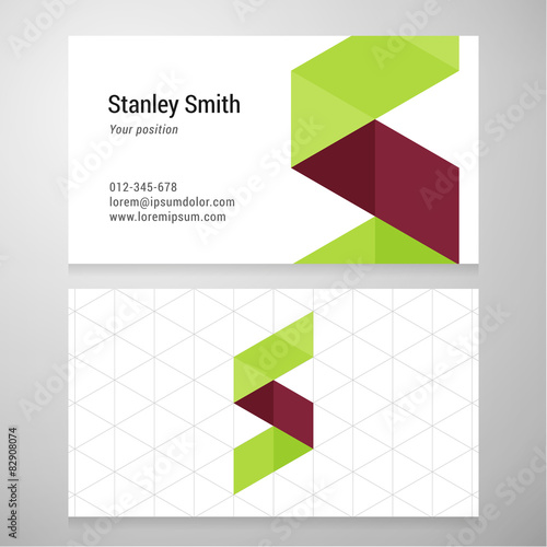 Modern letter S origami Business card template