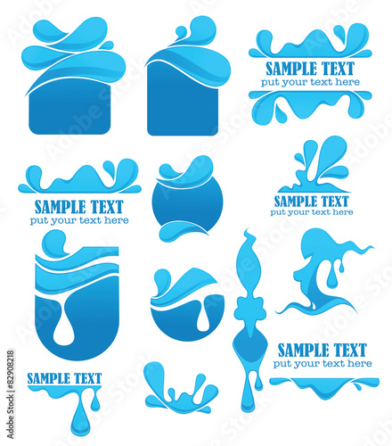 water emblems, stickers and symbols for your text