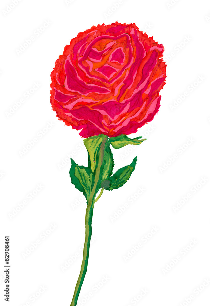 Big red flower painted watercolor Big red flower painted watercolor