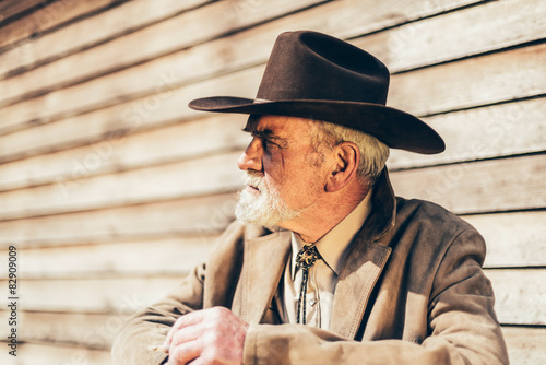 Pensive Old Western Man Looking to the Left