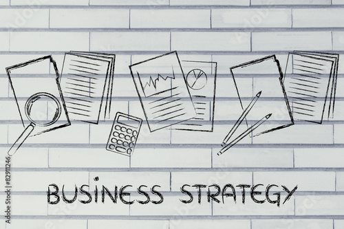 business strategy: folders with documents, stats and budget photo