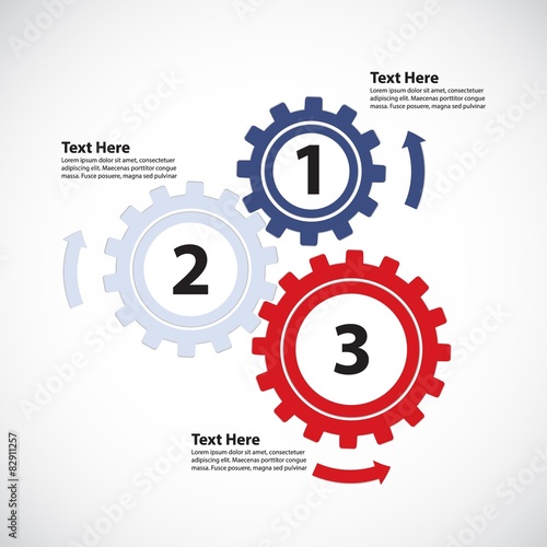 Business Concept / Teamwork - 3 Gearwheels with Arrows