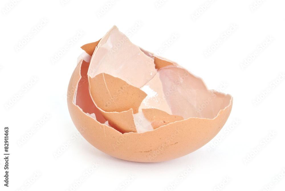 Broken egg closeup on white background Broken egg closeup on white background