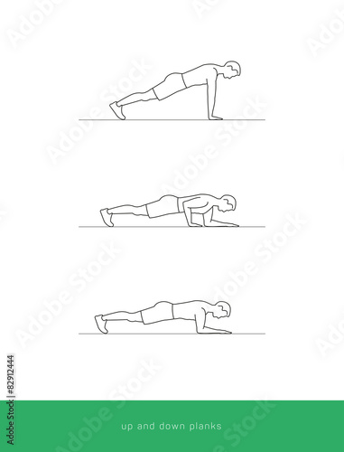 Fitness Icon up and down planks workout. Vector design.