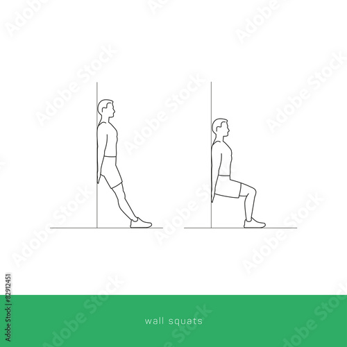 Fitness Icon wall squats workout. Vector design.
