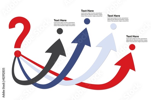 Question Mark with 3 Bright Arrows / Decision Making