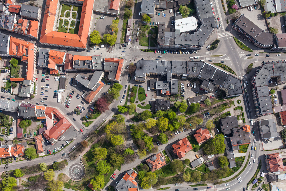 Fototapeta premium aerial view of the Klodzko city center