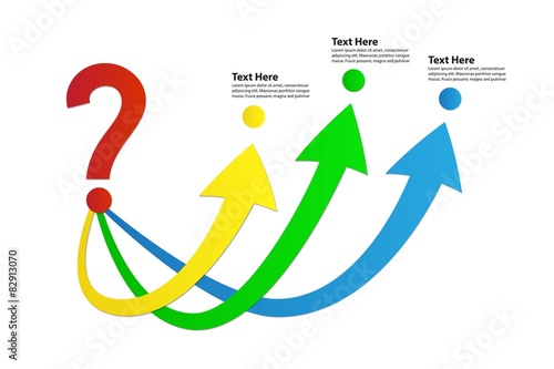 Question Mark with 3 Bright Arrows / Decision Making