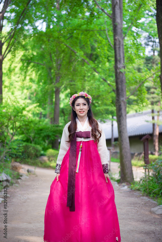 Woman with Hanbok,the traditional Korean dress. Woman with Hanbok,the traditional Korean dress.