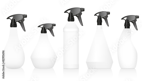 Spray Bottles Variations Set Blank White