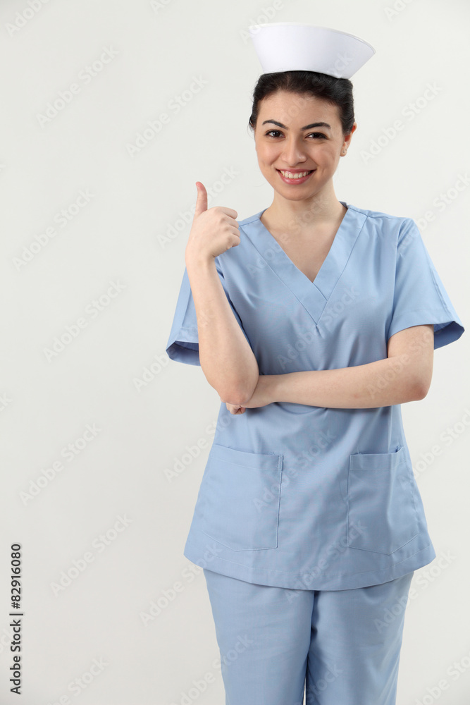 nurse with thumb's up