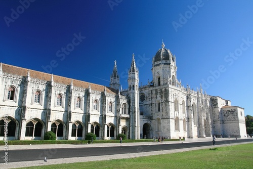 Jerónimos Monastery and blue sky. Lisbon, Portugal.