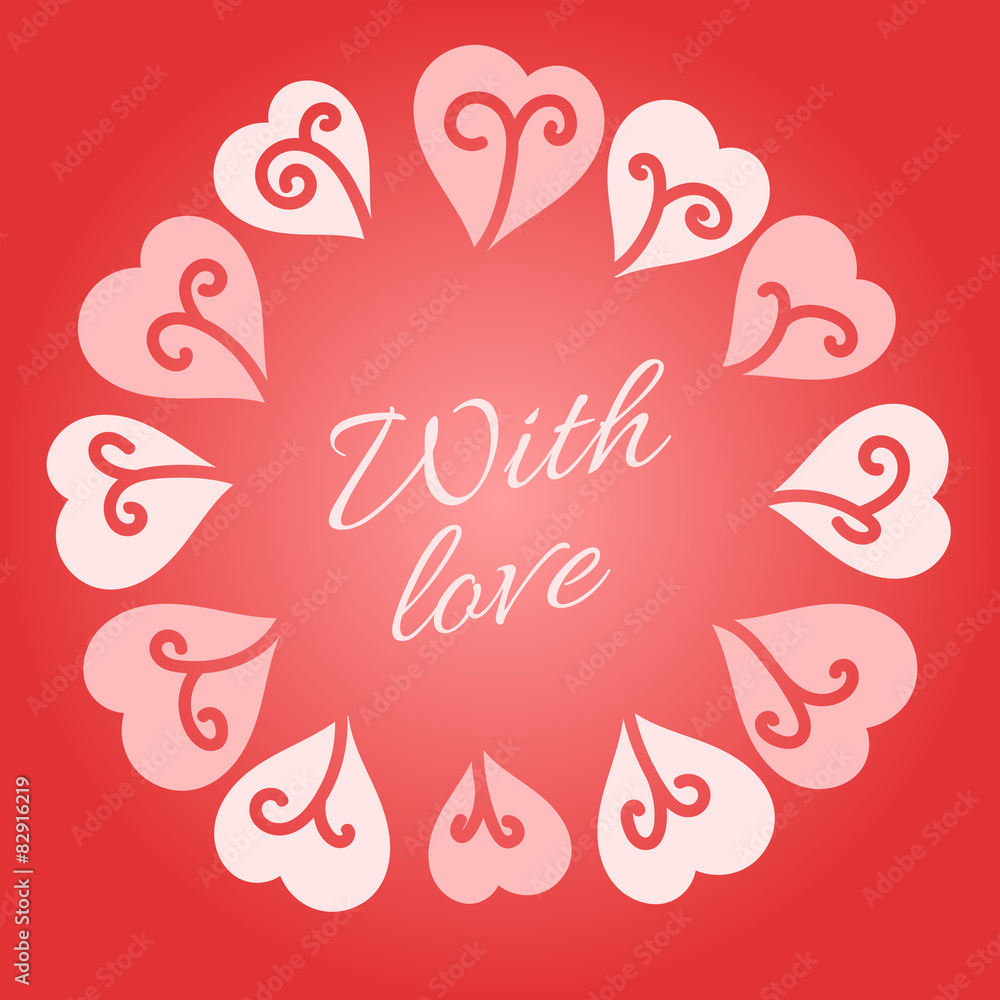 Romantic card with hearts