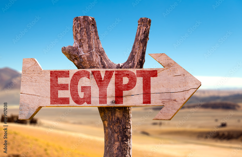 Egypt wooden sign with dry background