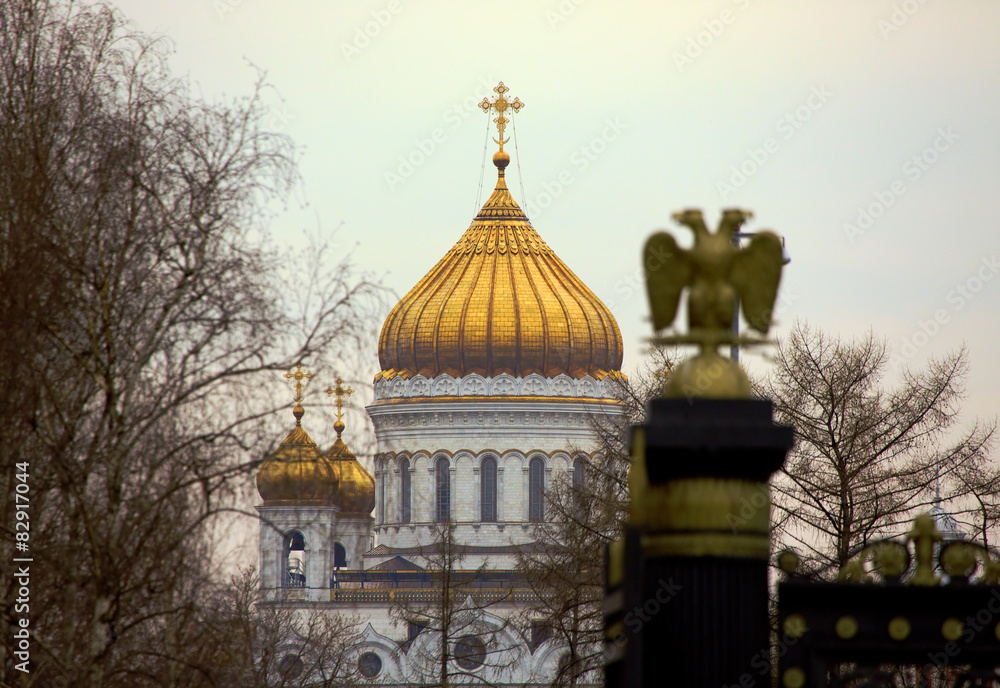 Obraz premium Cathedral of Christ the Savior (view from Manezhnaya Square)