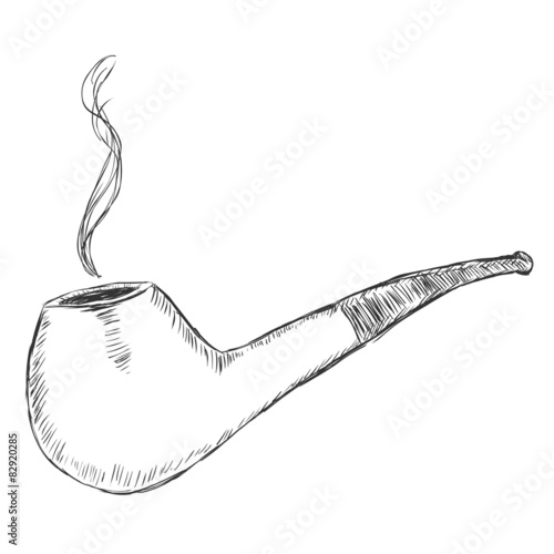 Vector Single Sketch Tobacco Pipe - Bent Apple.