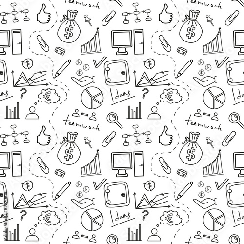Seamless sketch of business doddle elements