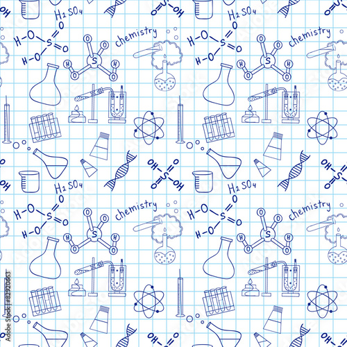 Seamless sketch of science doddle elements.