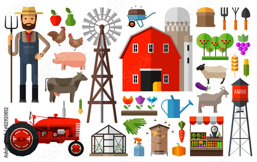 farm, farming icon set. agriculture vector illustration