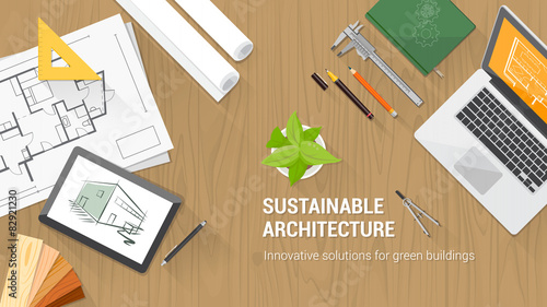 Architect desktop with tools