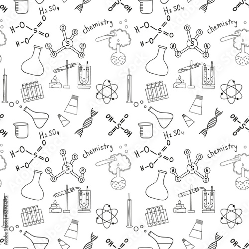 Seamless sketch of science doddle elements