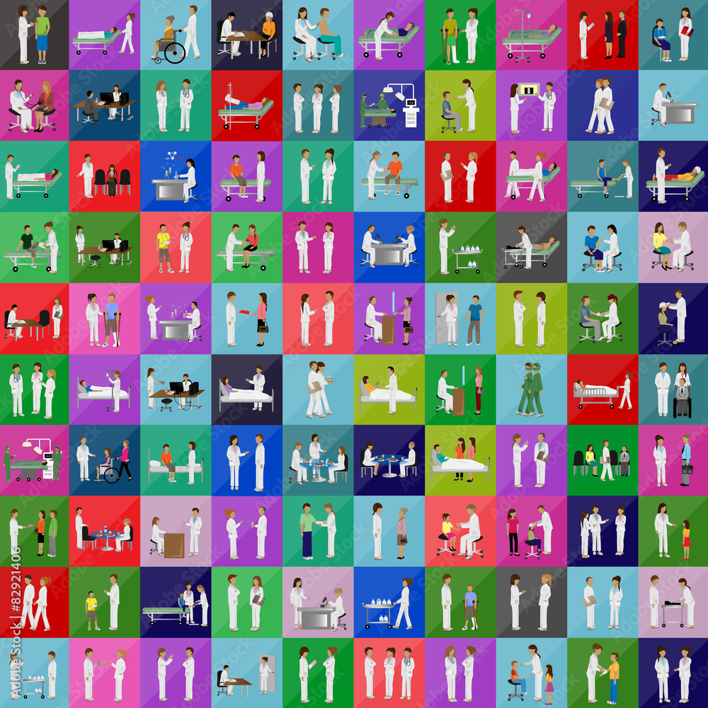 Medical Staff And Patients Different Situations - Isolated On Background - Vector Illustration, Graphic Design Editable For Your Design Medical Staff And Patients Different Situations - Isolated On Background - Vector Illustration, Graphic Design Editable For Your Design