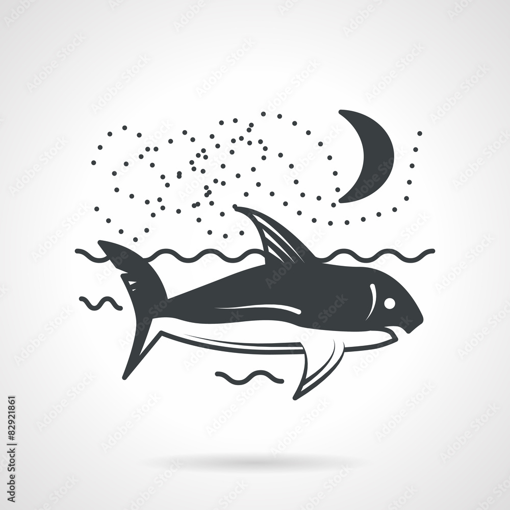Obraz premium Swimming shark black vector icon