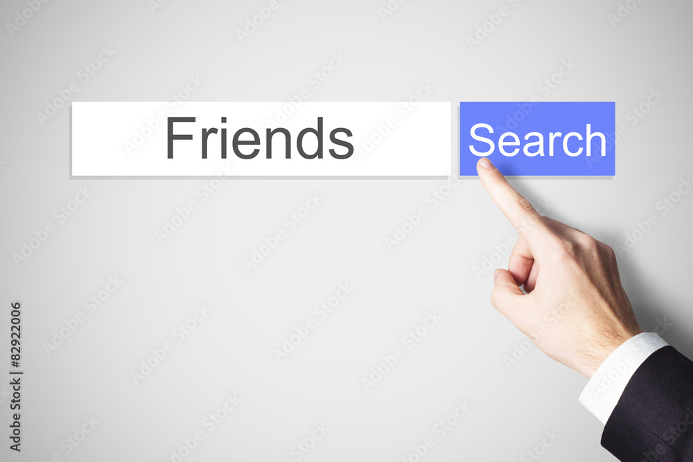 finger pushing blue search button friends finger pushing blue search button friends