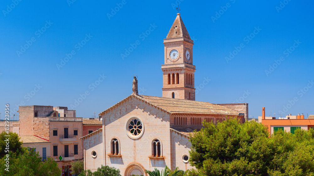 Old catholic church in the center of Porto Cristo. Majorca