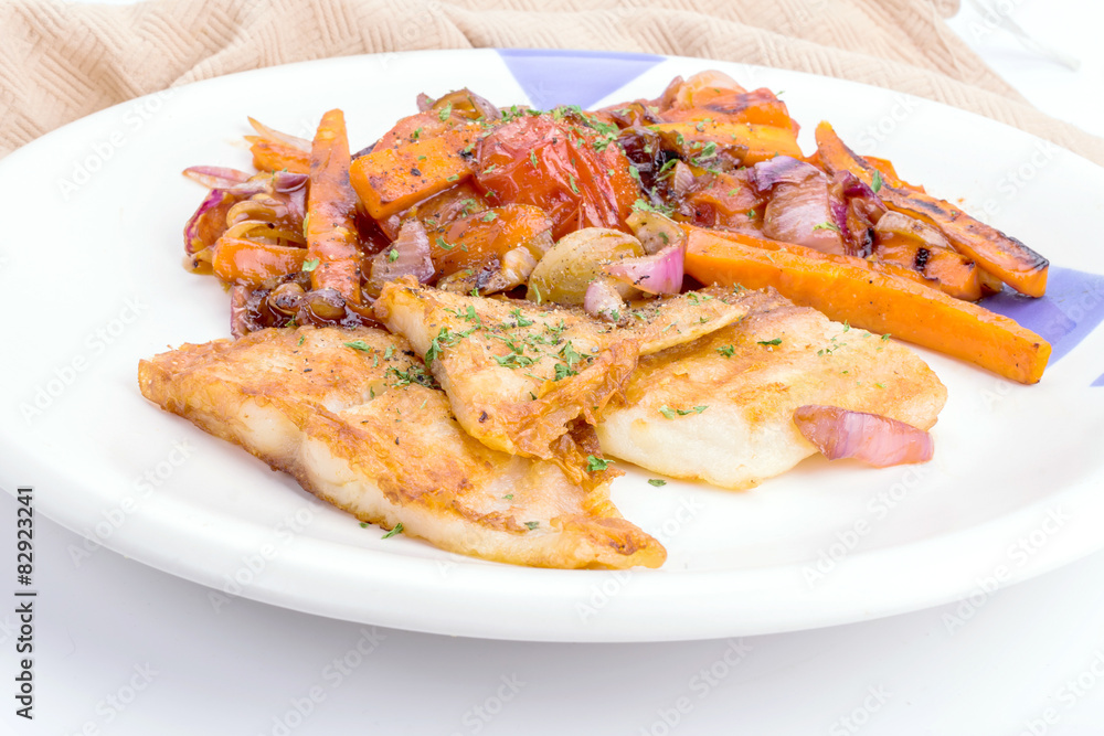 salmon steak with vegetables salmon steak with vegetables