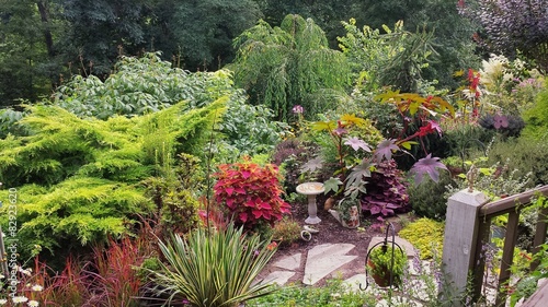 Fototapeta Naklejka Na Ścianę i Meble -  Lush Colorful Summer Garden on North Carolina Hillside