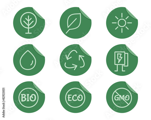 Green, Ecology and environmental protection outline icon set