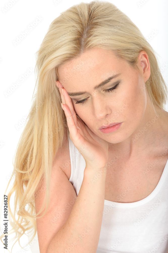 Sad Unhappy Young Woman Looking Stressed and Worried Sad Unhappy Young Woman Looking Stressed and Worried