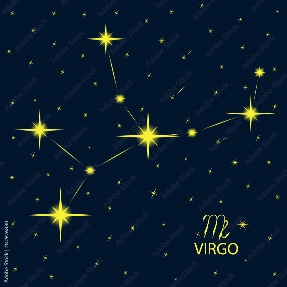 Zodiacal constellations VIRGO. Vector.