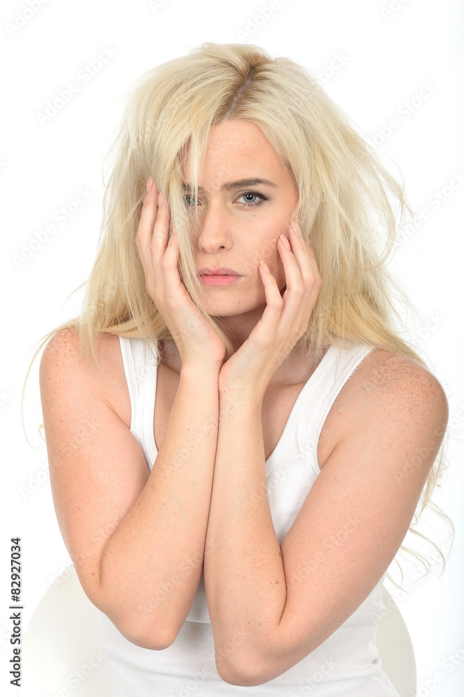 Sad Unhappy Young Woman Looking Stressed and Worried Sad Unhappy Young Woman Looking Stressed and Worried