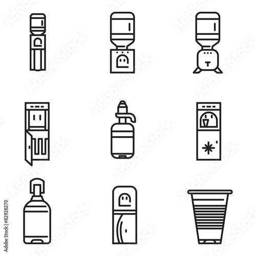 Water cooler flat line vector icons