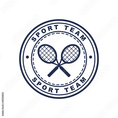 Vintage style tennis label with two rackets. Vector logo design