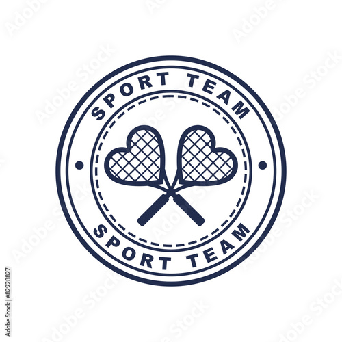 Vintage style tennis label with two heart shaped rackets. Vector