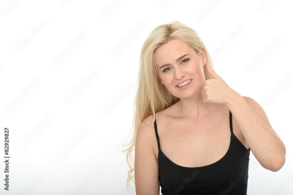 Young Attractive Woman Looking Happy Giving a Thumbs Up Sign Young Attractive Woman Looking Happy Giving a Thumbs Up Sign