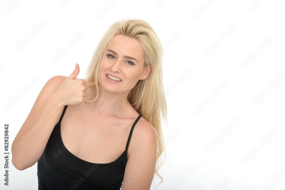 Young Attractive Woman Looking Happy Giving a Thumbs Up Sign Young Attractive Woman Looking Happy Giving a Thumbs Up Sign