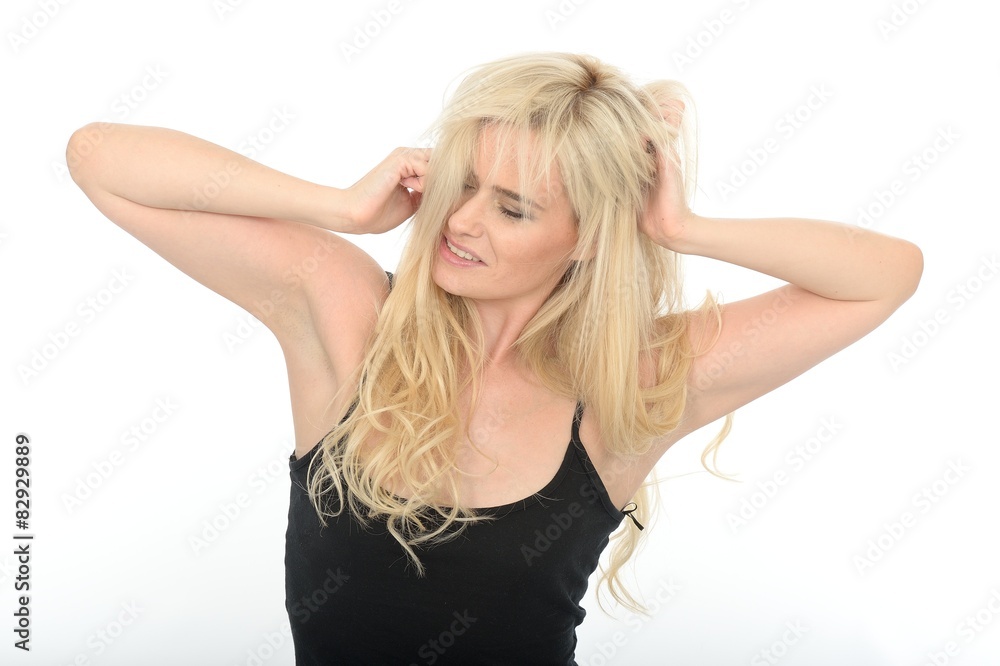 Attractive Sexy Sensual Young Woman Playing With Her Long Blonde Attractive Sexy Sensual Young Woman Playing With Her Long Blonde