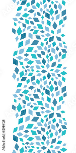 Vector blue mosaic texture vertical border seamless pattern