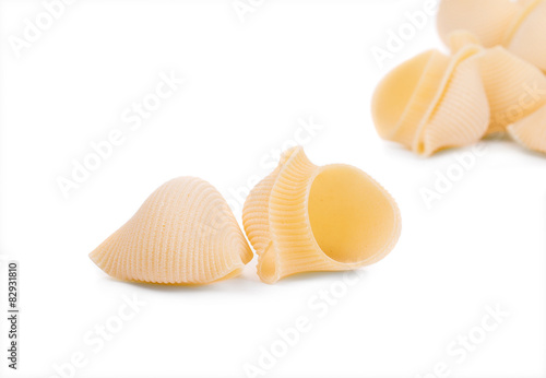 Close up of Italian pasta shells. 