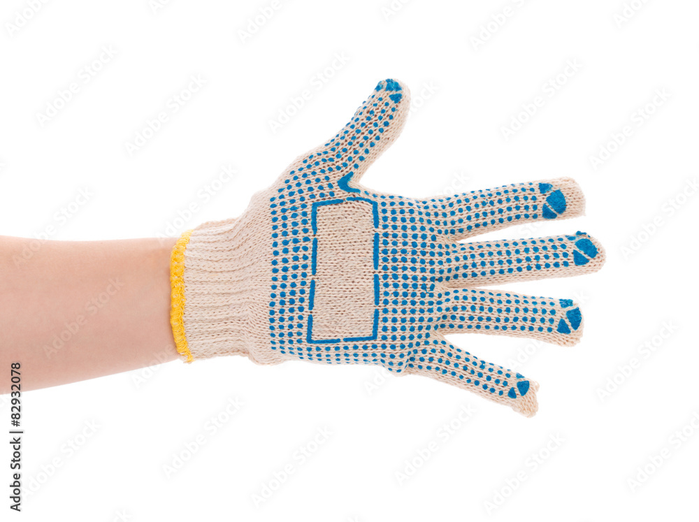 Rubber protective blue glove. Rubber protective blue glove.