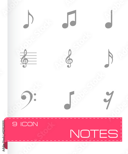 Vector black notes icons set