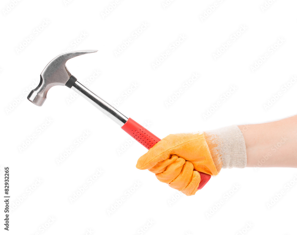 Hand holding hammer. Hand holding hammer.
