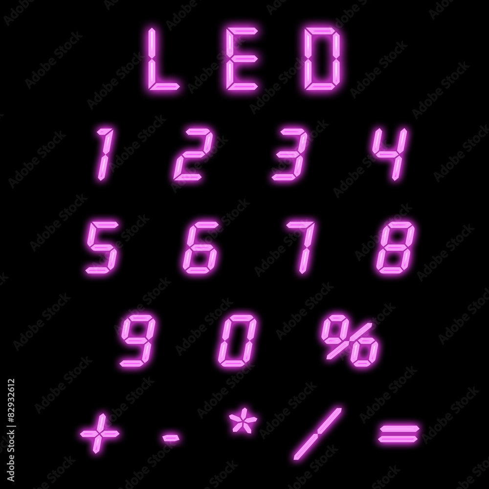 Led numbers purple Led numbers purple