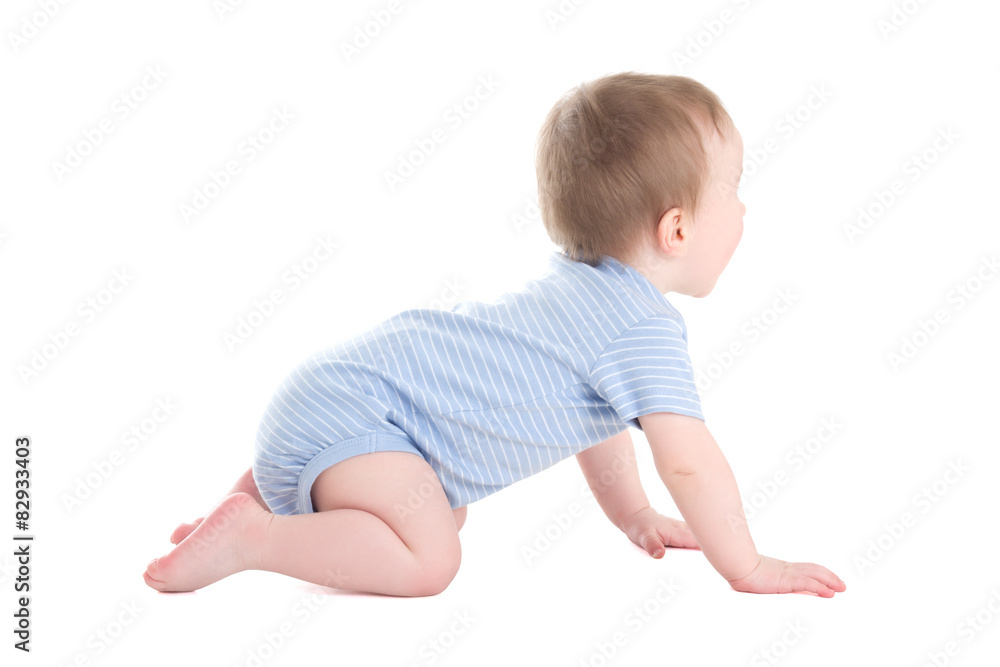 side view baby boy toddler crawling isolated on white side view baby boy toddler crawling isolated on white